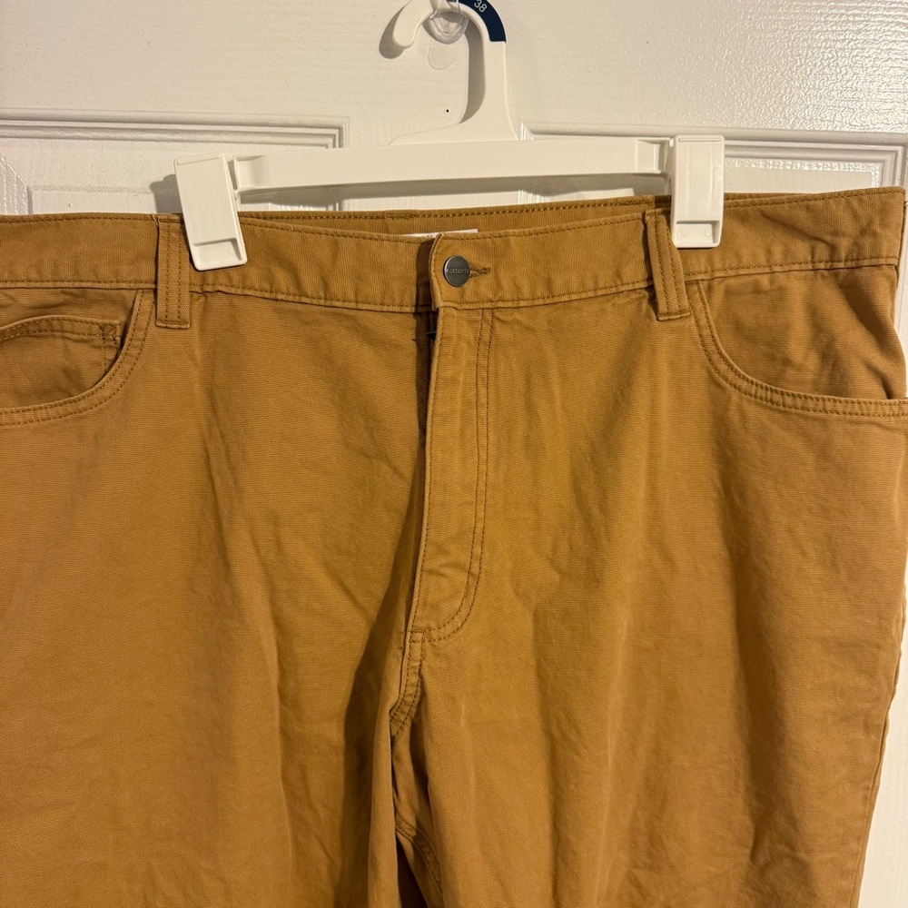 Carhartt Men's Brown Relaxed Fit Straight Leg Fray Hem Jeans Work Outdoor 42x30 - Picture 3 of 9